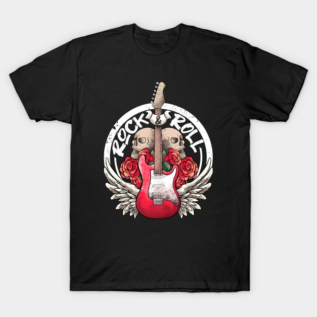 Lets Rock Rock&Roll Skeleton Hand Vintage Retro Rock Concert T-Shirt by MerchBeastStudio